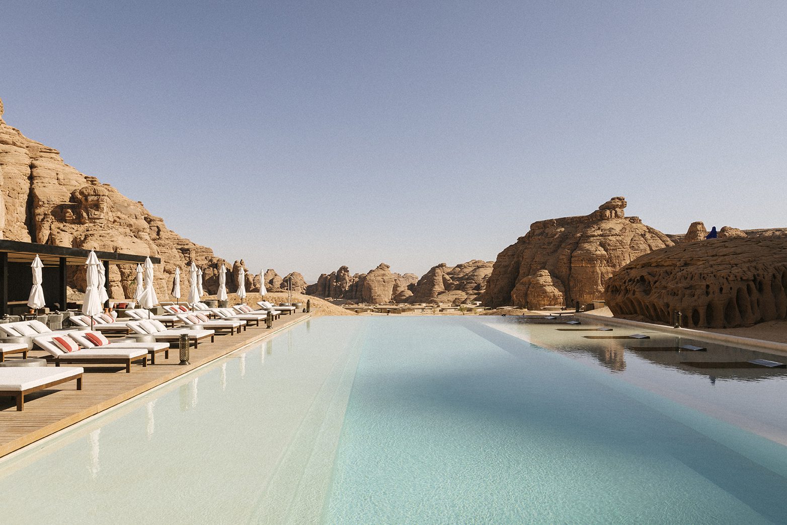 Our Habitas AlUla villas set against the Ashar Valley sandstone