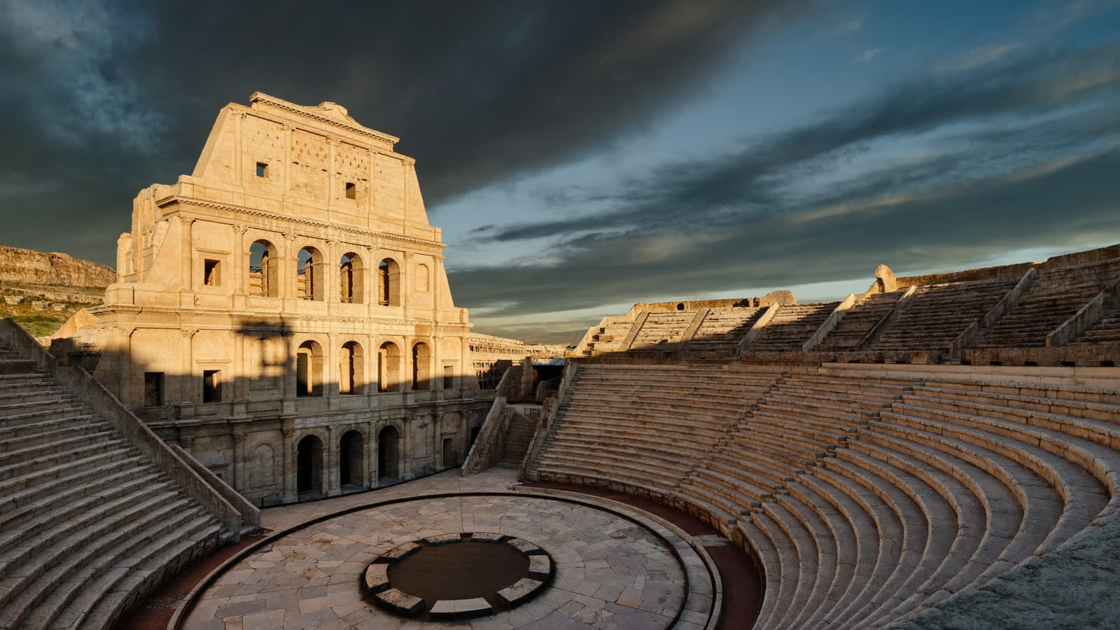 The Roman theatre of Aspendos near Antalya at golden hour