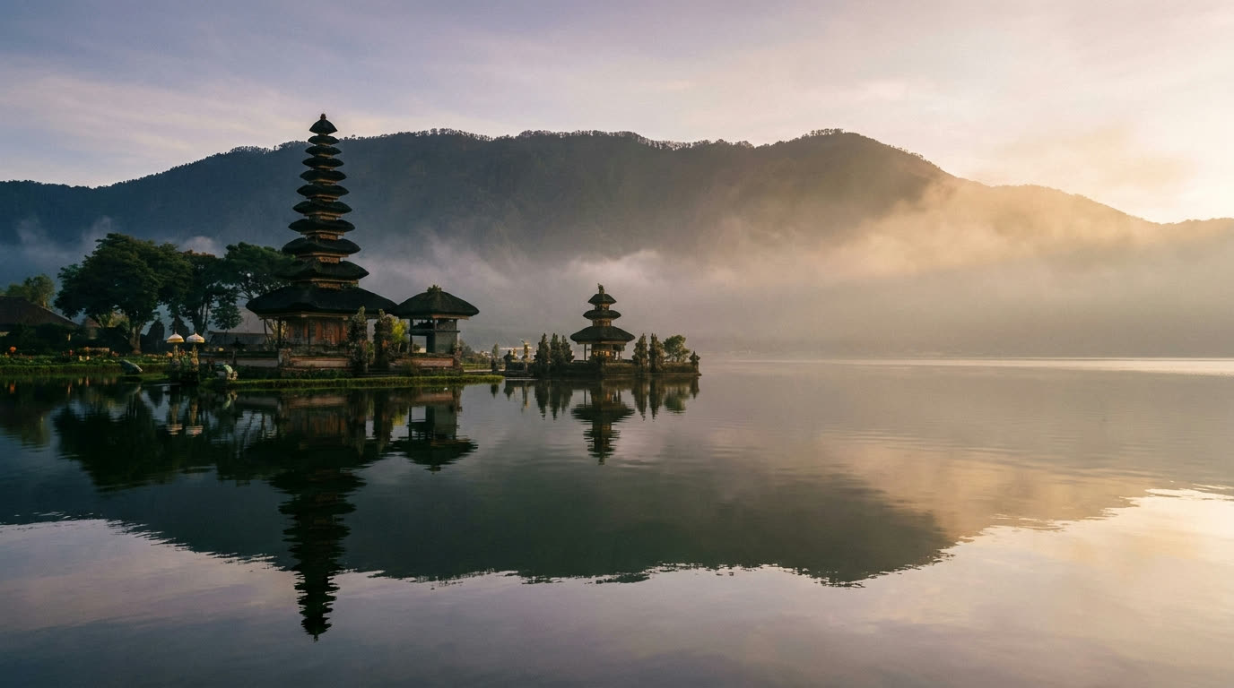 Pura Ulun Danu Beratan water temple on Lake Bratan, Bali