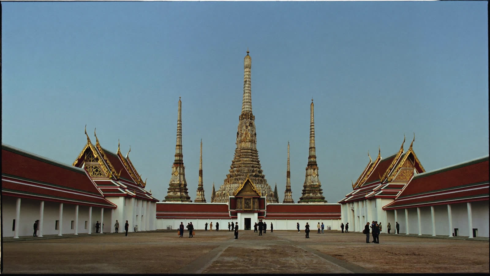 Golden spires of the Grand Palace and Wat Phra Kaew in morning light, Bangkok
