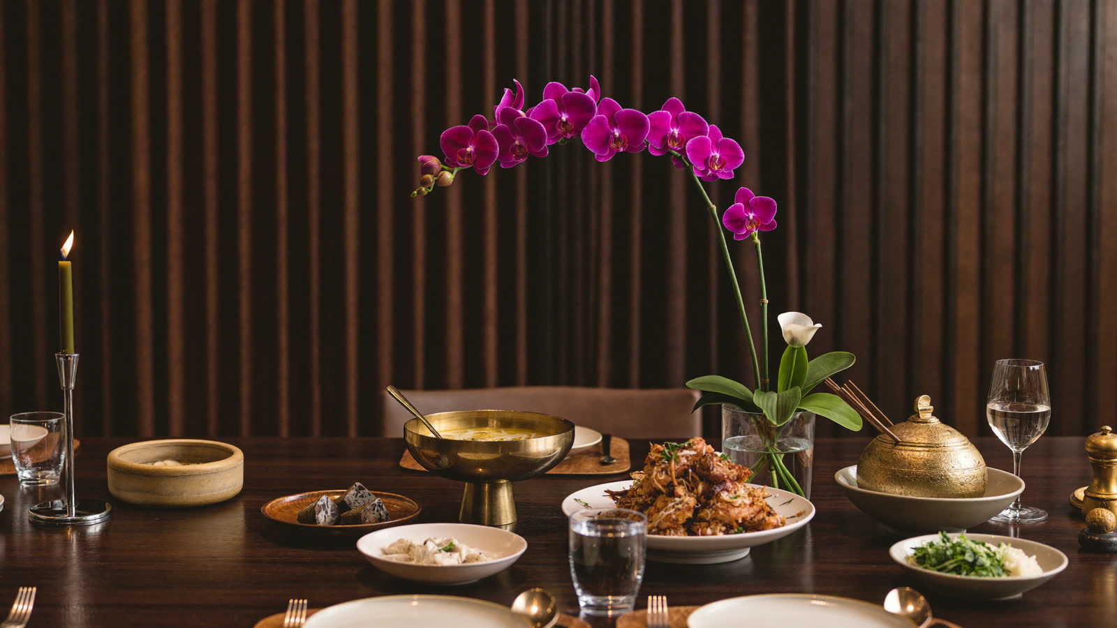 Royal Thai cuisine tasting dishes by candlelight, Bangkok fine dining