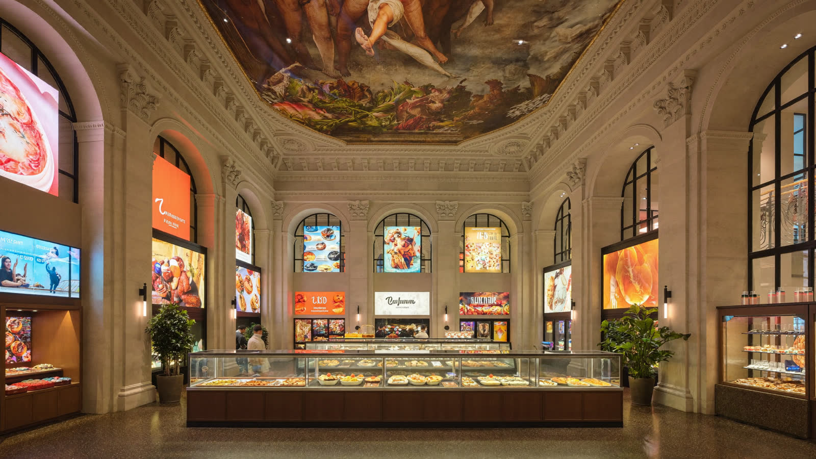 Ornate tiled food hall in a luxury London department store
